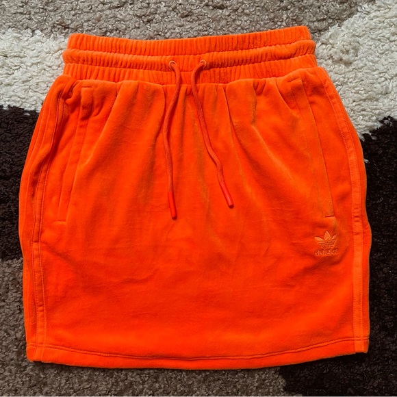 ADIDAS X JEREMY SCOTT Velour Signal Orange Skirt Sz XS - Picture 5 of 10